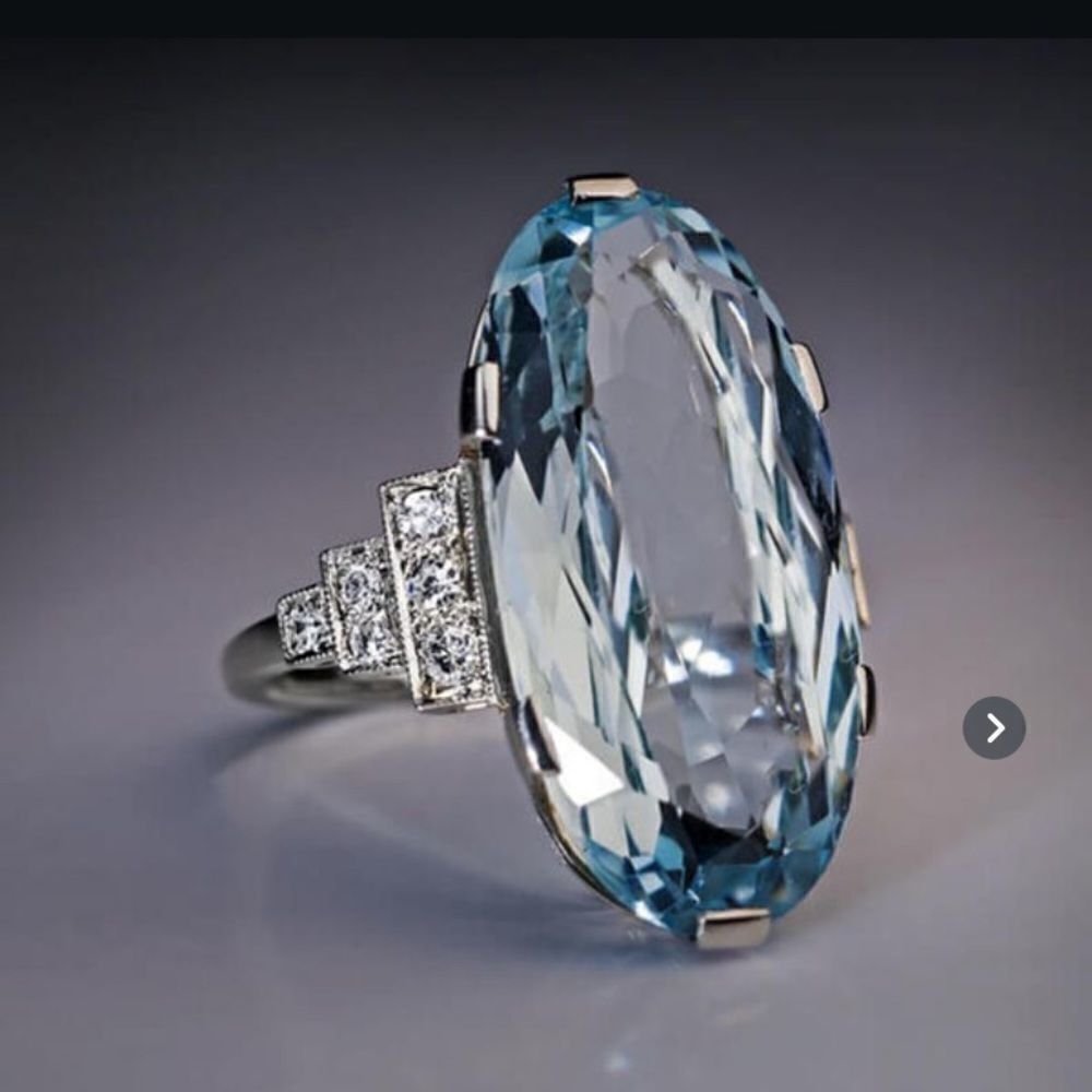 Simulated Blue Topaz & Sterling Silver Ring
